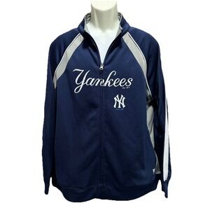 Vintage 2012 Authentic Majestic NY Yankees Zip Up‎ Jacket Navy/Gray Size XXL